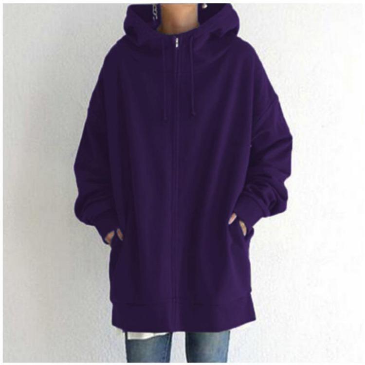 Women's Casual Loose Fit Comfortable Long Full Zip Hoodies Sweatshirts for Spring Autumn Multicolor