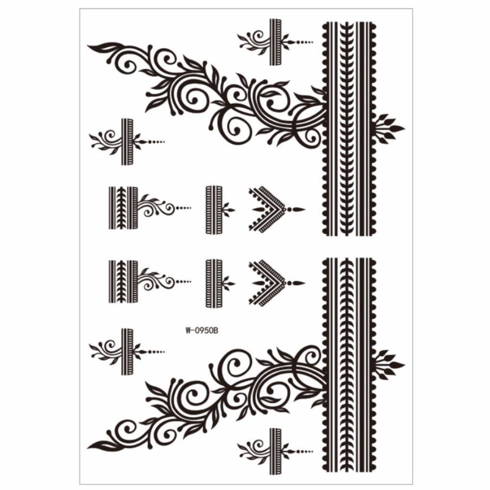 Legs Arm Temporary Tattoo Lace Fake Tattoo Black Henna Tattoo Decals Women/Lady