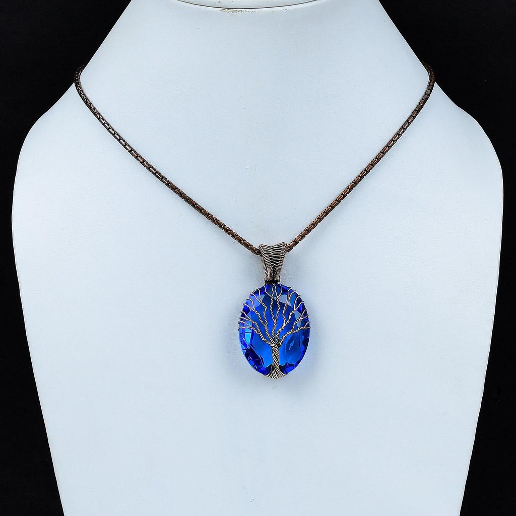 Древо Жизни Танзанит Драгоценный Камень Медная Проволока Обертка Кулон Ювелирный Подарок Для Нее