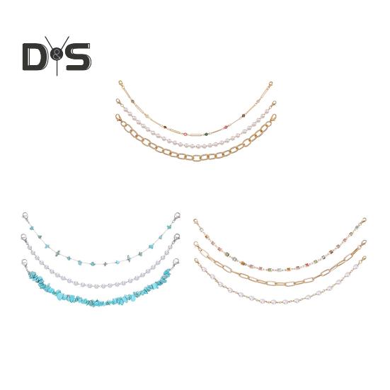 3 шт. унисекс-цепочка для волос в стиле бохо с неровными бирюзовыми камнями и цветочным декором, цепочка для шляпы, простая установка, аксессуары для повседневной носки