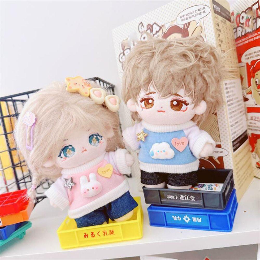 Мини Одежда для Куклы Хлопковый Джинсовый Материал Костюм Свитера для Куклы 10см Хлопковая Мягкая Кукла