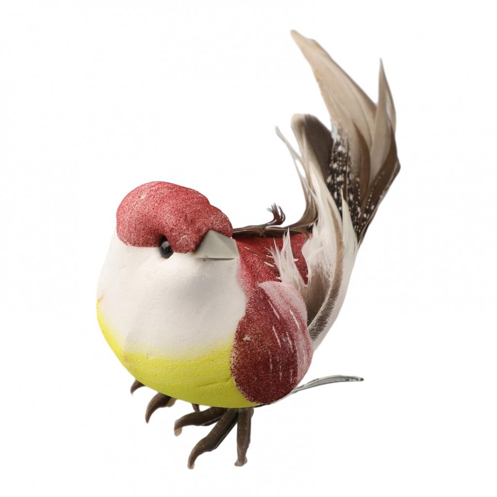 Искусственная птица, сидящая на насесте, имитация перьев, миниатюрное украшение для сада