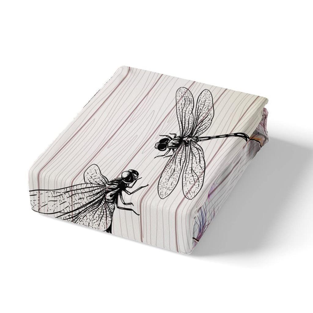 Dragonfly Quilt Cover Set Plant Flower Soft Comfortable Bedding Down Quilt Cover Three-Piece Set
