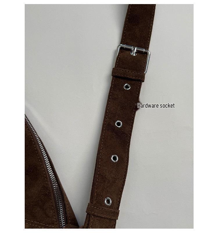 Винтажная замшевая сумка-круассан 2025: Стильная, Универсальная, Вместительная Сумка через плечо