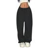 Women Long Pants Hip Hop Style Elastic High Waist Wide Leg Pants Solid Color Loose Fit Casual Trousers Daily Wear