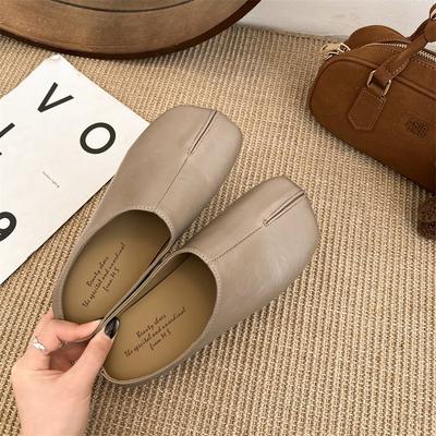 Коричневые ретро полушлепанцы с головой свиной ножки, женская обувь для носки весной и летом 2025 года, для работы, ленивые полуподносы, вечерние туфли-одиночки