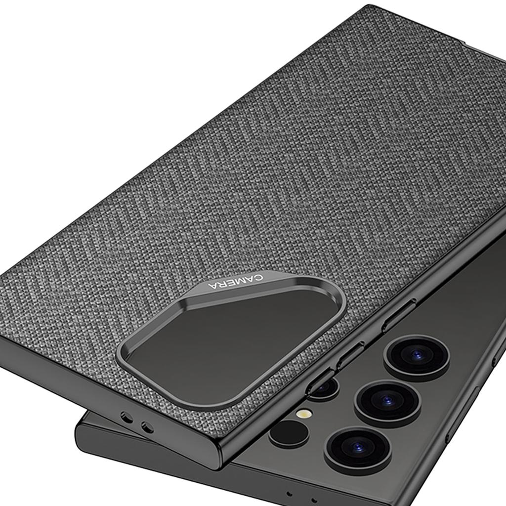 For Samsung Galaxy S23 Ultra Case Skin Touch PC+TPU+Cloth Phone Back Cover