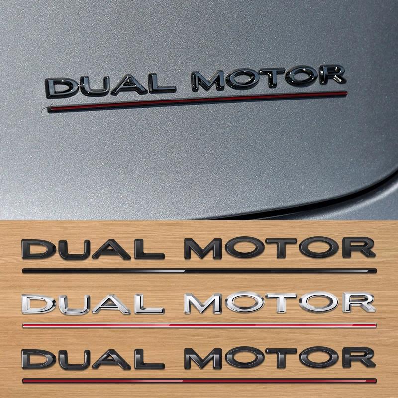 DUAL MOTOR Underlined Letters Emblem for TESLA Model 3/Y/S/X Car Styling Refitting Trunk Badge Sticker Chrome Black Accessories