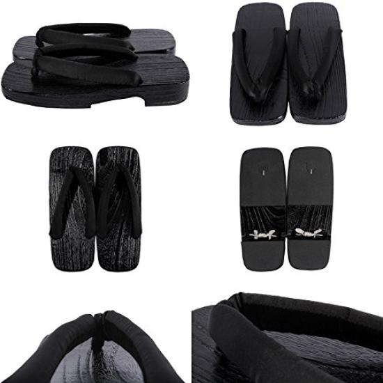 Настоящие деревянные гэта из павловнии Размер L 8(8) 2-цветный (Гета) Черный,