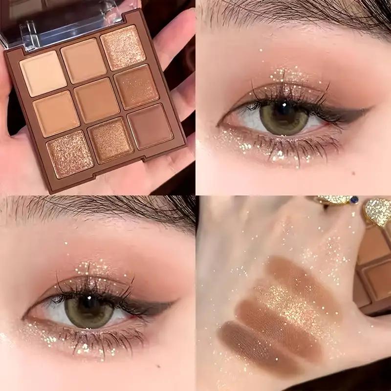 9 цветов шоколадной палитры теней для век Pearly Matte Earth Color Палитра теней для век Shiny Sequins Eye Pigments Стойкий макияж