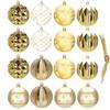 Boules de sapin de Noël - SPRINGOS - 16 pcs - Plastique - 8 cm - Couleur or