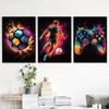 Abstract Football Sportsman Poster Decorative Game Controller Color Splash Ink Canvas Painting Kids Bedroom Living Room Decor