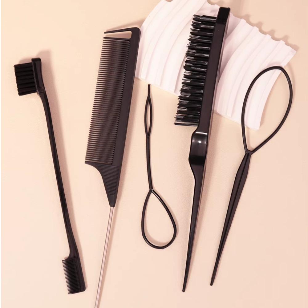 Набор расчесок для укладки волос для груминга 5 шт./набор Расческа с крысиным хвостом Инструменты для хвоста волос Щетка для волос с щетиной Расчесывание Расчесывание Инструмент для плетения