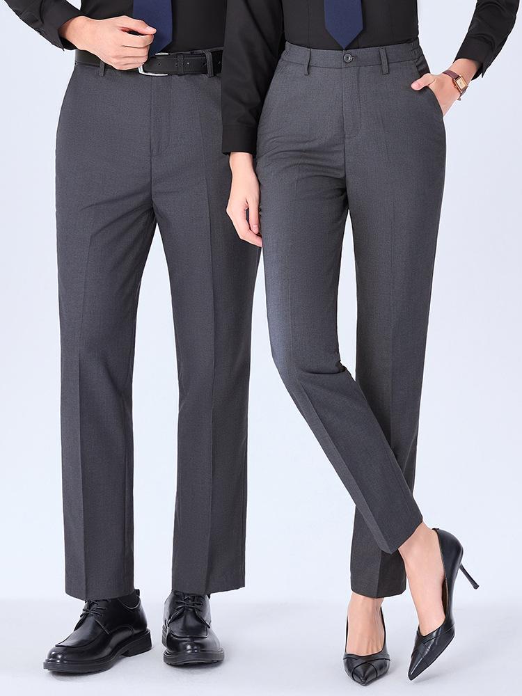 Негладящиеся серые брюки для костюма классического кроя Slim Straight Leg для мужчин и женщин – Идеальная официальная рабочая одежда для поездок на работу