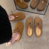 Japanese Small Fresh Mori Suede Slippers Women's 2025 Autumn New Outer Wear Lace-up Lazy Muller Flat-bottomed Bag Head Tow