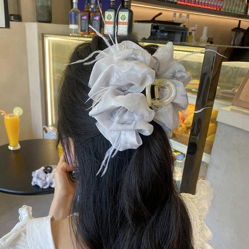 Элегантный темпераментный цветок заколка для волос для женщин и девочек универсальный блестящий перо кисточка акула заколка для волос аксессуары подарки