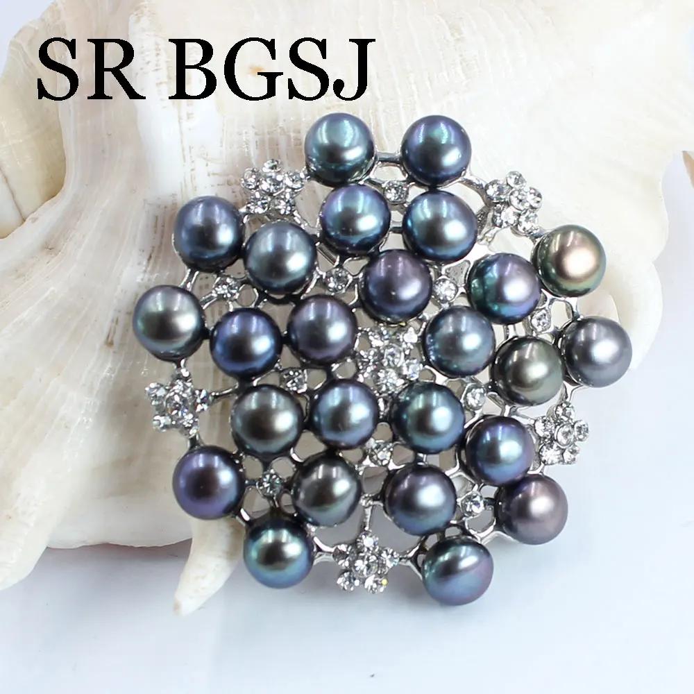 Роскошные украшения 100% Натуральный пресноводный жемчуг Свадебное микроинкрустированное цирконом Пальто Женские аксессуары на все случаи жизни Брошь-булавка
