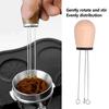 304 Stainless Steel Needles Needle Coffee Stirrer Wooden Handle Coffee Leveler Tool  For Barista