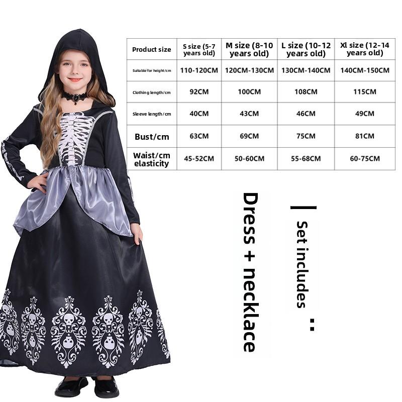Luxury Vampire Costume For Halloween Party Children Stand Collar Witch Cosplay Girls Performance Role Play Dress Black Red