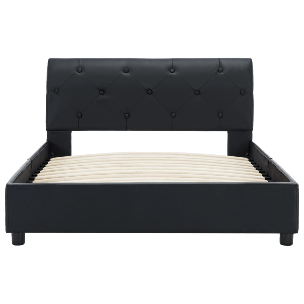 Black Faux Leather Bed Frame 100 * 200 cm