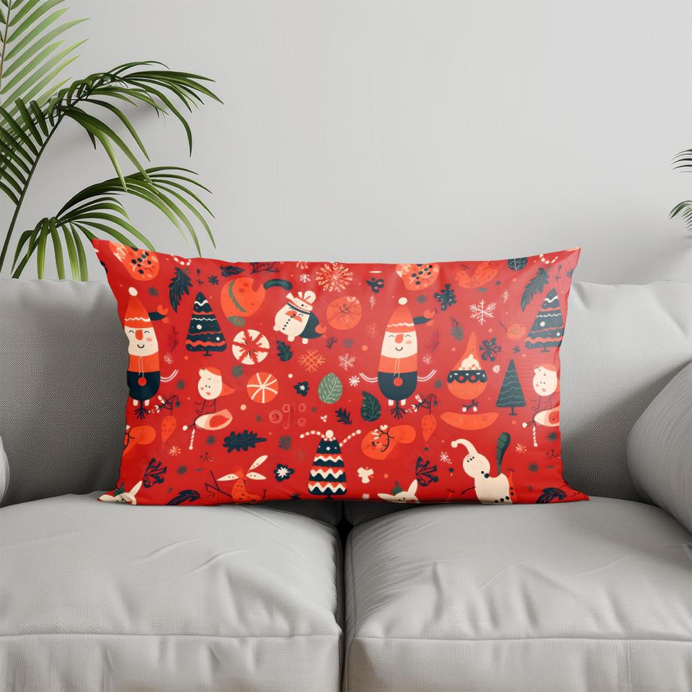 Домашний Декор Рождественские Елки и Снежинки Подушка Подходит для Дивана Спальни Автомобиля Наволочка Подушка Прямоугольная Подушка для Спины