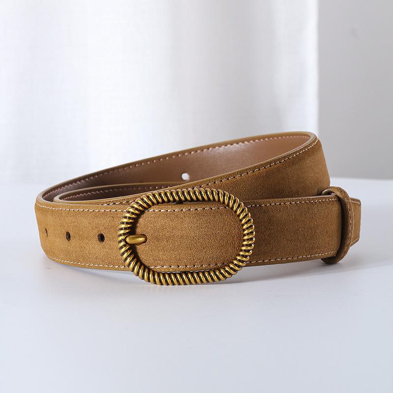 Retro Suede Leather Belt Ladies Casual Pants Jeans Decorative Pin Buckle Belt Fashion Versatile