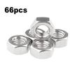 Metric Hexagon Nut Set, DIN M4 M5 M6 M8 M10 M12 Stainless Steel Hexagon Nuts 66 Pieces