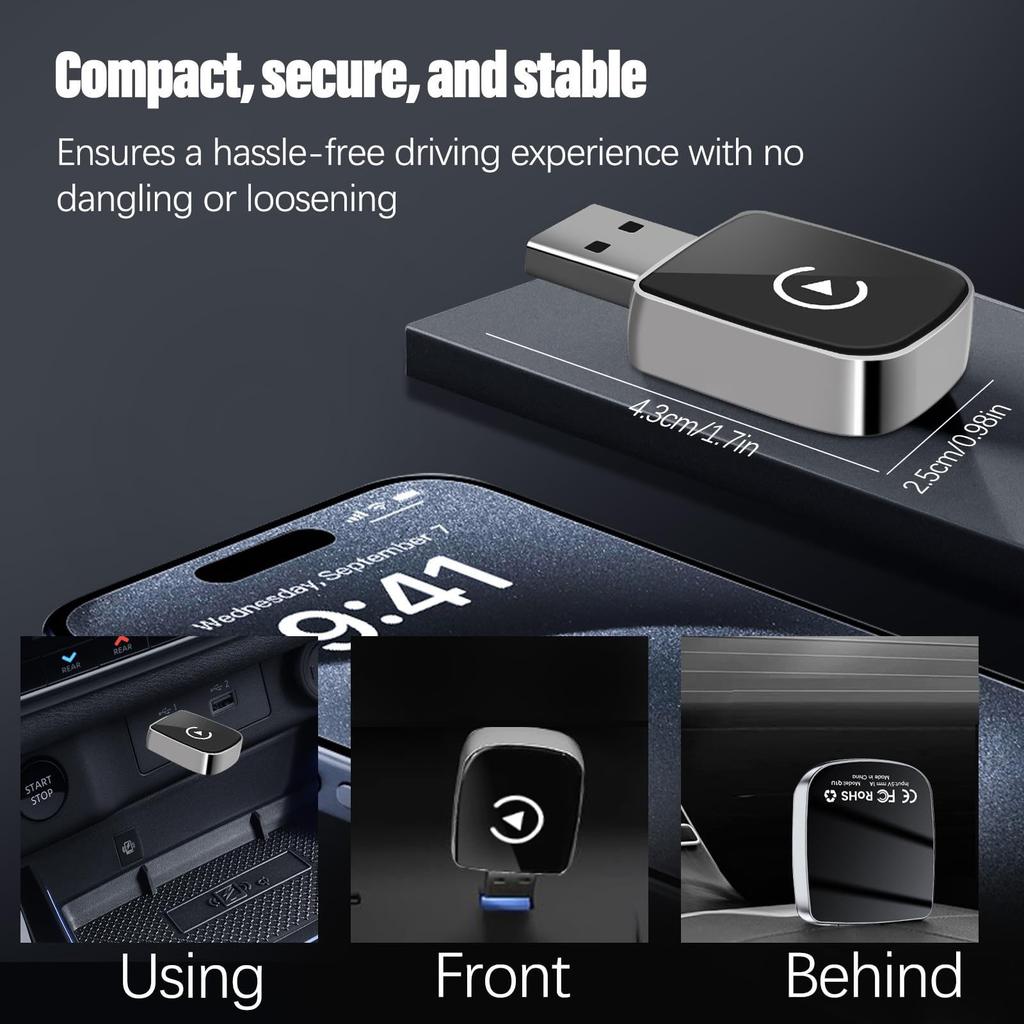 2-in-1 Wireless Android Auto Adapter, Plug Play Converts Wired To Wireless, Fast Auto-Connect, No Delay
