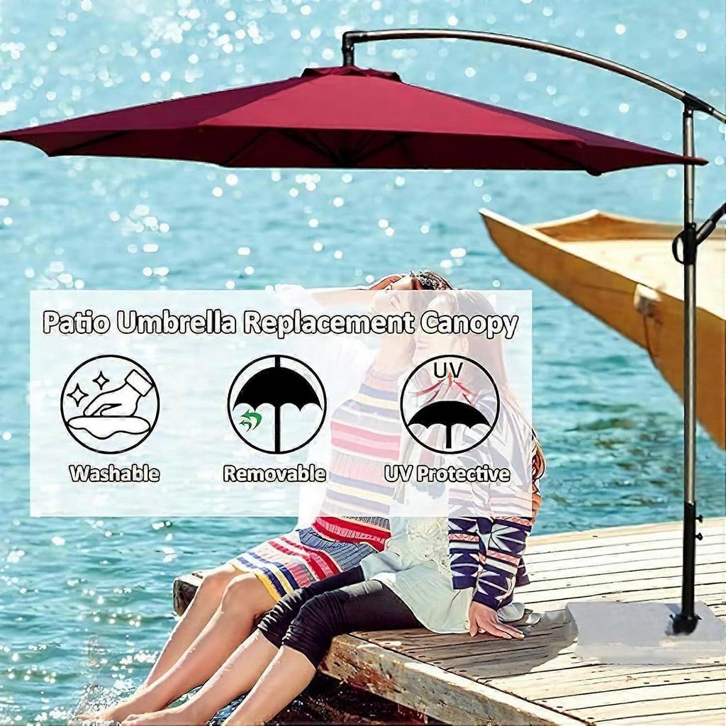 10Ft 6 Ribs Patio Umbrella Replacement Canopy (Canopy only), Canopy Replacement UV Protection Waterproof Outdoor Table Market Yard Umbrella Top