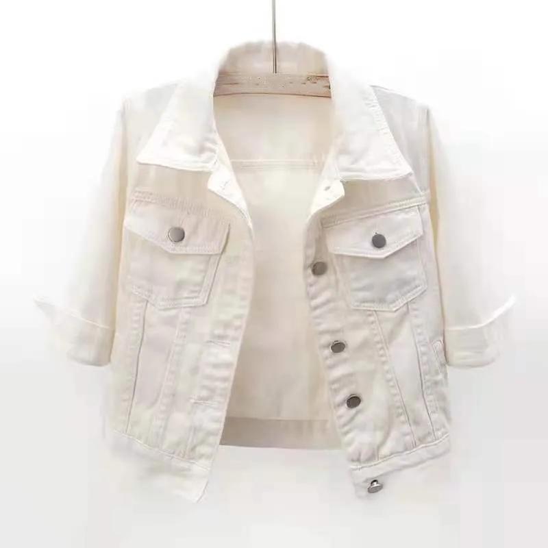 Женская весенне-осенняя однотонная куртка большого размера с рукавами три четверти, приталенный короткий топ