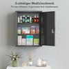 Wall-Mounted Medicine Cabinet with Lock, 3-Tier Steel Wall Cabinet, 40 x 15 x 53.5 cm, Charcoal Gray