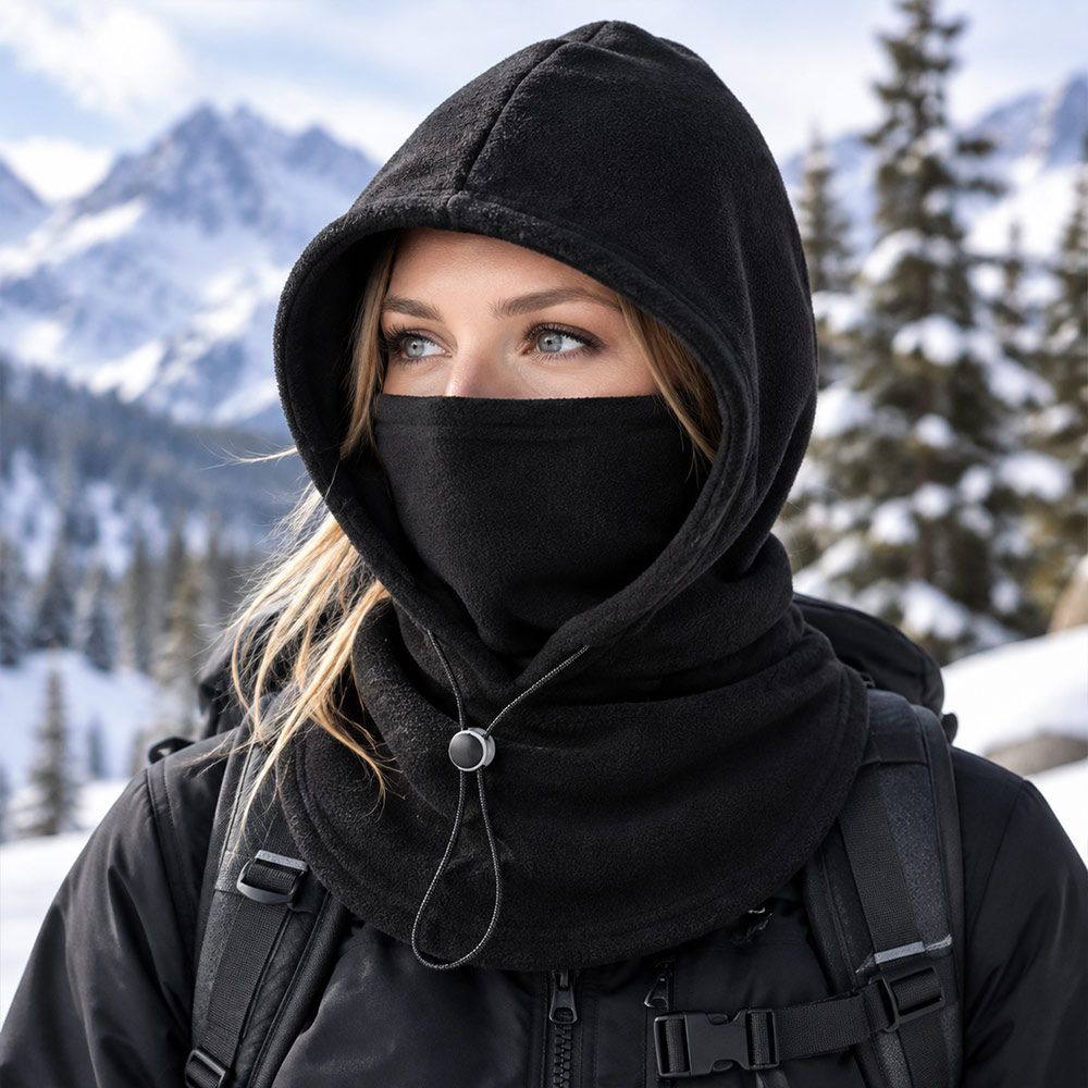 Polar Fleece Winter Balaclava Hat Thickened Integrated Hat Scarf Hooded Face Mask Outdoor Cycling