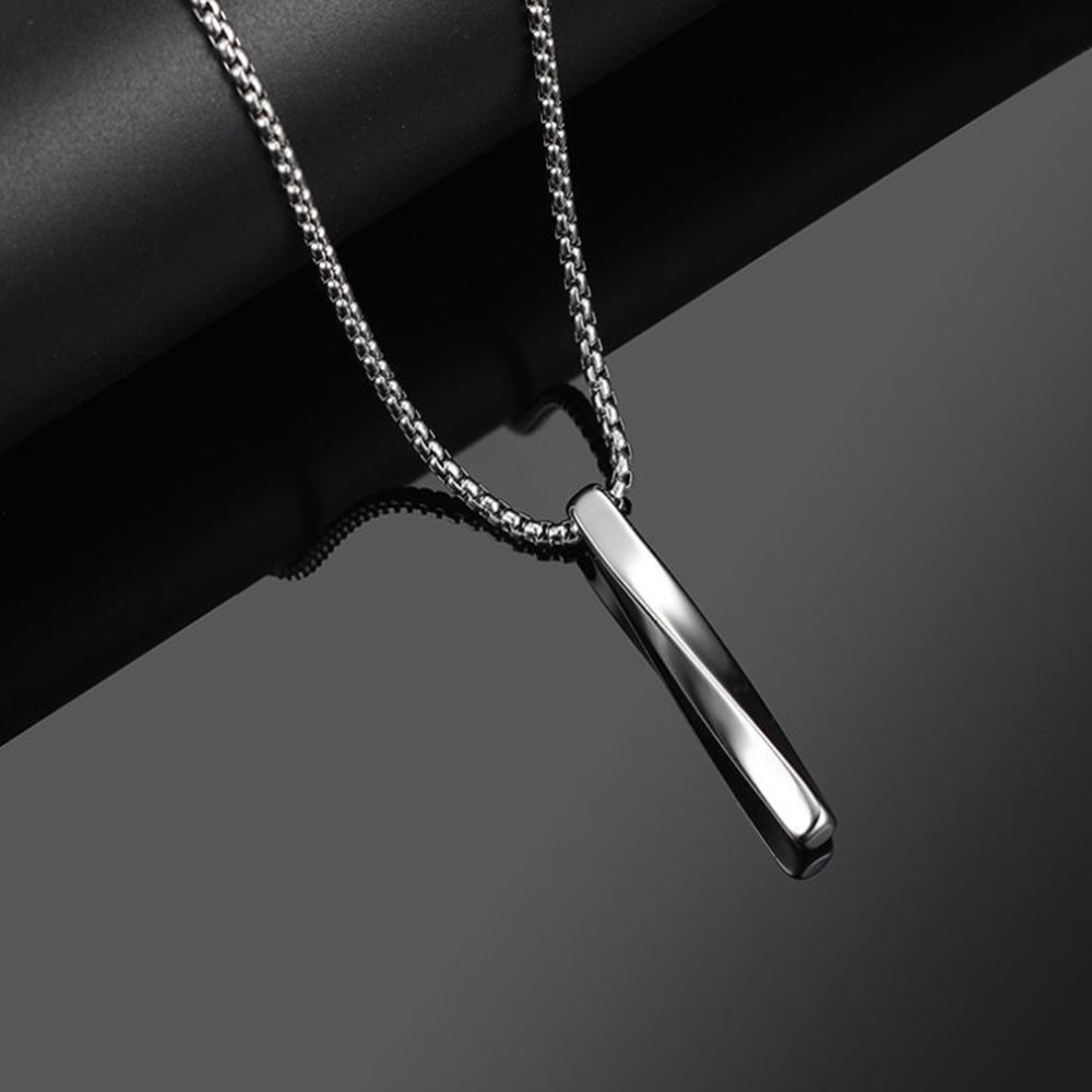 Men Women Personality Alloy Vertical Bar Straight Necklace Pendant Necklaces Chain Jewelry