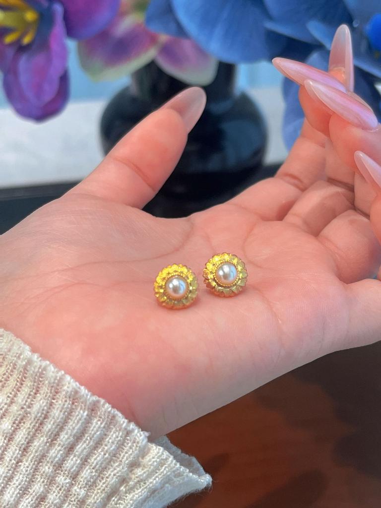 Винтажное бархатное жемчужное ожерелье с подсолнухом, серьги-пусеты, средний, антикварный, легкая роскошь, набор высокого класса