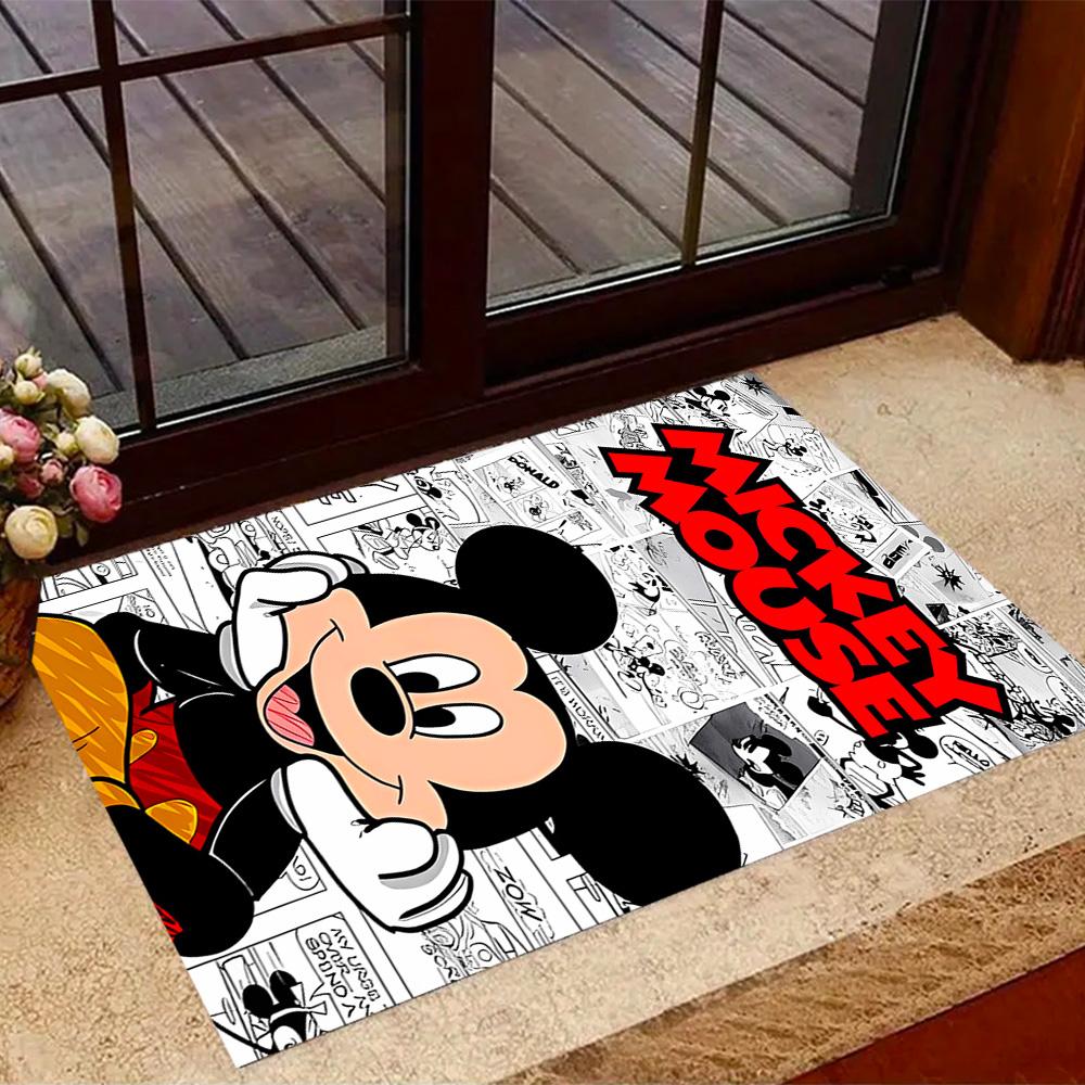 Mickey Mouse Adventure Disney Cartoon Theme Anti-Slip Rug - Polyester, Home Decor, Suitable for Bedrooms, Living Rooms, Doorways, and Studios