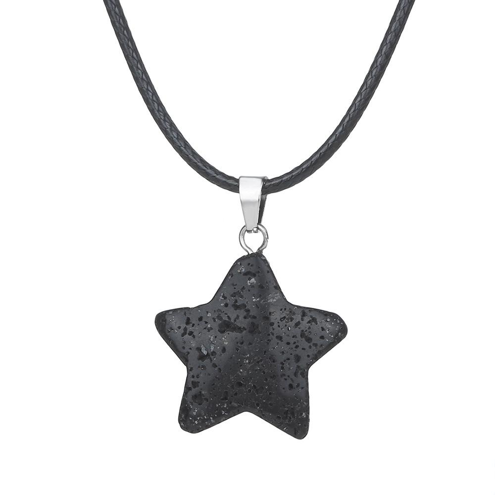 Natural stone star pendant, Xiuyu, blue patterned stone, pentagram necklace, jewelry