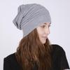 Women Autumn Winter Thin Pleated Mixed Color Pullover Hat Knitted Wool Outdoor
