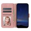 For iPhone 17 Case Wallet Skin-Touch Leather Imprinted Phone Cover with Wrist Strap