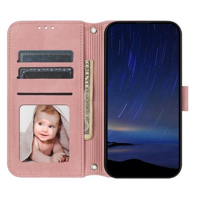 Для iPhone 17 Чехол-кошелек из кожи с тиснением, чехол для телефона с ремешком на запястье
