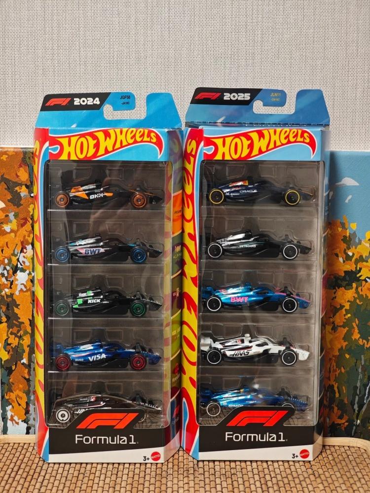 Hot Wheels Модели гоночных автомобилей Формулы-1 Литой металл JLN11 Набор из 5 штук Red Bull Mercedes Alpine Haas Williams Игрушечные машинки Коллекционный Подарок для мальчиков