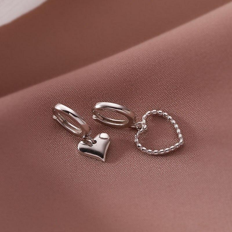 Асимметричные серьги-кольца в форме сердца из стерлингового серебра 925 пробы, женские, легкие, роскошные, для вечеринок