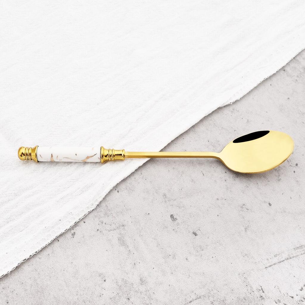 2 шт., золотой, черный, креативный набор кофейных ложек с имитацией мрамора, маленькая ложка из нержавеющей стали, посуда, кухонные аксессуары из серебра