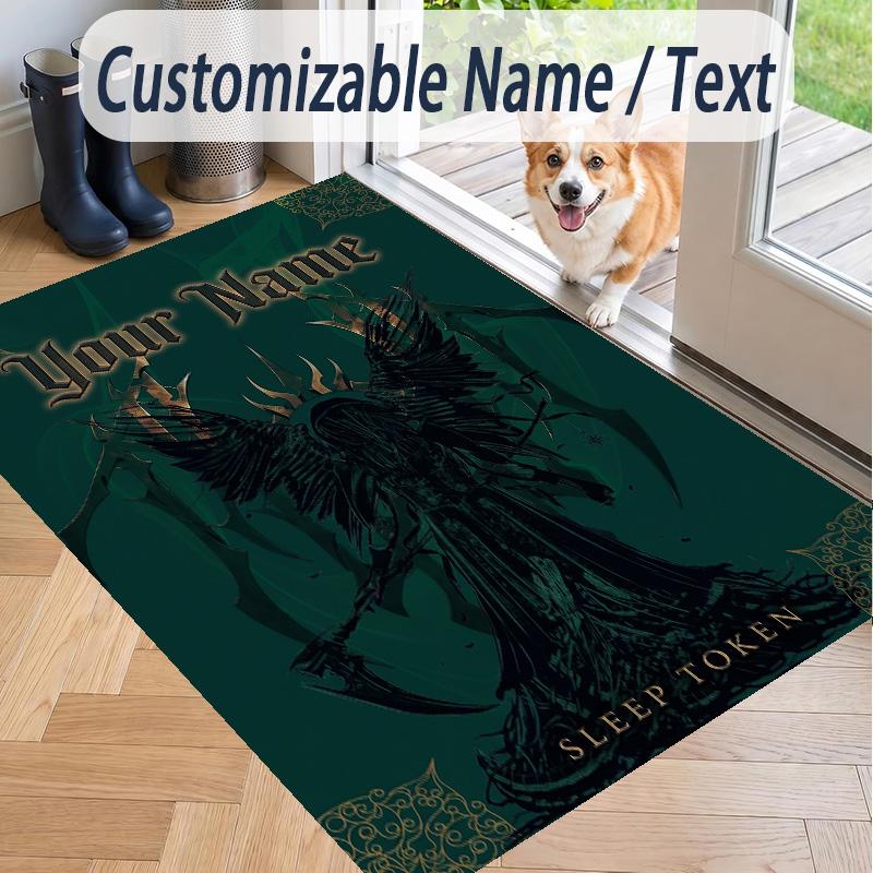 Custom Text Sleep Token Pattern Floor Rug Soft Indoor Carpet Mat Living Room Bedroom