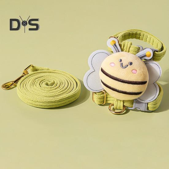 Комплект шлейки и поводка для кошек, регулируемая шлейка для котят с защитой от побега и рисунком пчелы для маленьких и средних кошек и собак на открытом воздухе