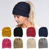Women's Ponytail Hat Winter Warm Knitted Hat with Ponytail Tail Hole Soft Stretch Cable Knit Messy High Bun Cap