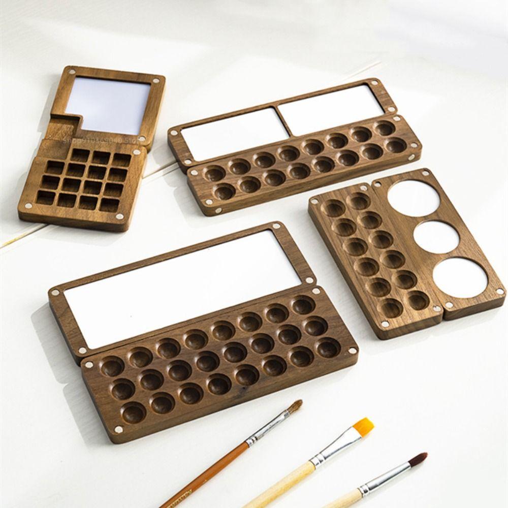 Empty Magnetic Sketch Wooden Portable Watercolor Painting Tool Painting Tray Paint Box Palette