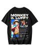 Футболка с двусторонним принтом Monkey D. Luffy из One Piece, Аниме, Король Пиратов, Графическая хлопковая футболка для мужчин и детей, Повседневная уличная одежда, Топ