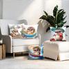 4 Pcs Summer Leisure Hedgehog Single-Sided Printed Pillowcase Cushion Cover,Suitable For Living Room,Bedroom,Car Decoration