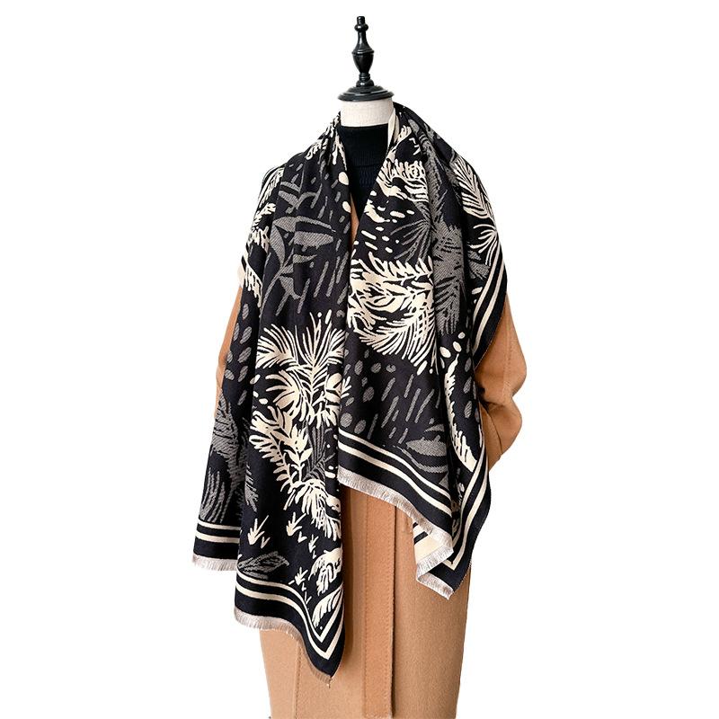 Simple Style Mori Contrasting Colors Double-sided Imitation Cashmere Scarf Winter High-end Warm Shawl
