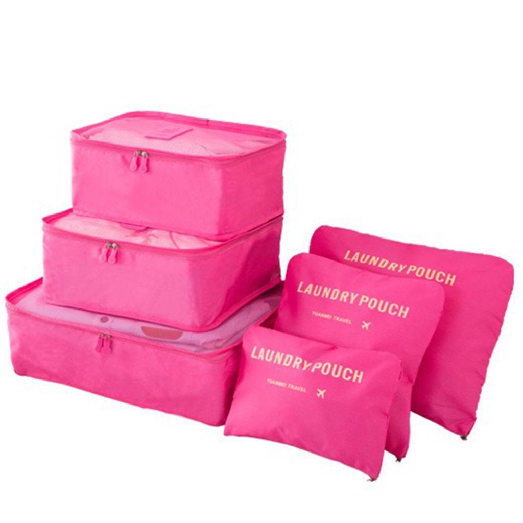 6pcs/Set Travel Luggage Packing Cubes Suitcase Clothes Storage Bag Organiser Foldable Clothing Organizer Shoes Underwear Pouch